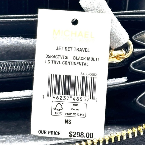 Michael Kors Large Continental Wallet Wristlet Black Multi - Picture 9 of 9